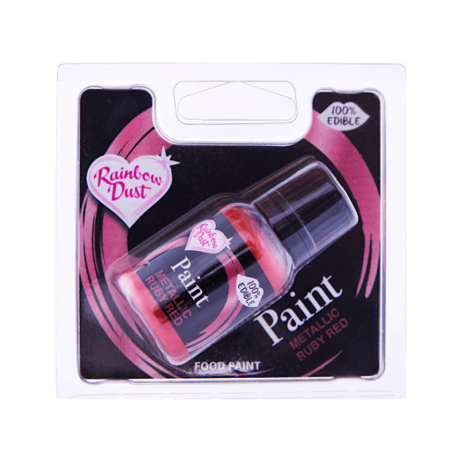 Pintura Metalizada Comestible Rainbow Dust - Ruby Red / Rojo Rubi (25 Ml) - Imagen 2