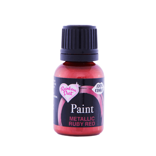 Pintura Metalizada Comestible Rainbow Dust - Ruby Red / Rojo Rubi (25 Ml)