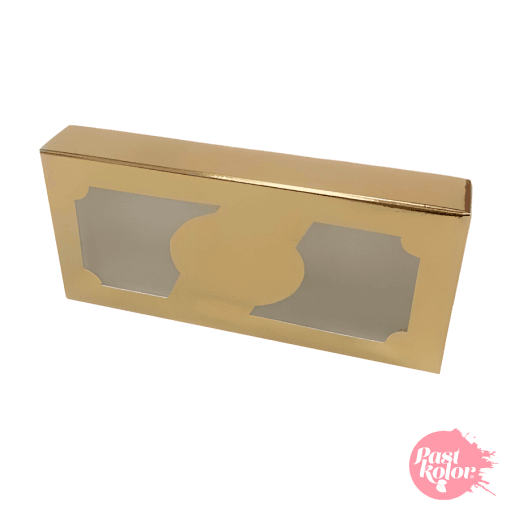 Caja Para Turron Dorada Con Ventana - Imagen 3