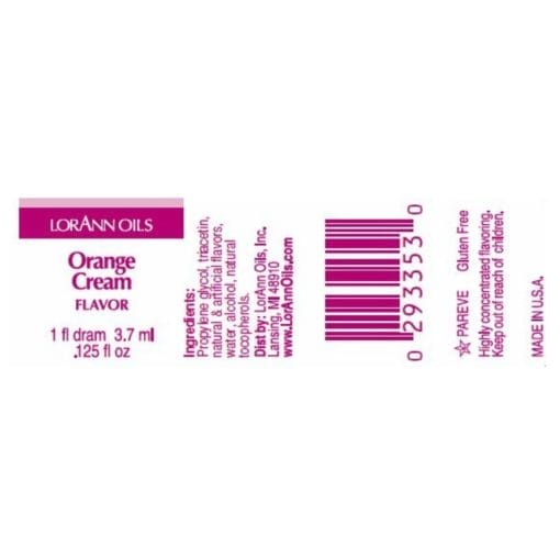Aroma Concentrado Lorann - Crema De Naranja / Orange Cream (3,7 Ml) - Imagen 2