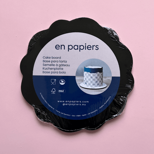 Bases De Madera Redondas Negras (ondas Wave) "en Papiers" - 15 Cm