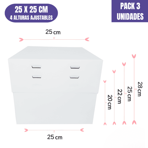 Caja Para Tarta 4 Alturas Ajustables - 25 Cm (3 Uds) - Imagen 2