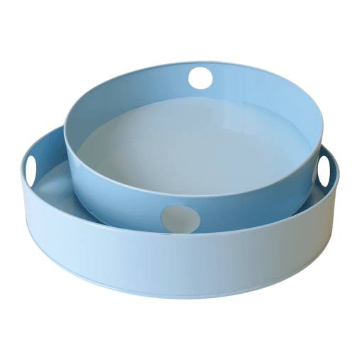 Set Bandejas Metalicas Redondas Azules