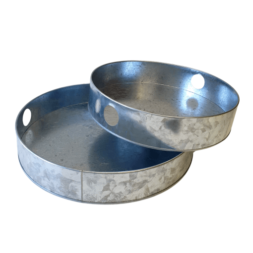 Set Bandejas Metalicas Redondas Plateadas