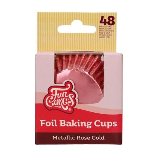 Capsulas Cupcakes Papel Aluminio "foil" Funcakes - Oro Rosado Metalico - Imagen 2