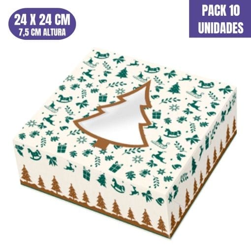 Cajas Para Tartas Arbol De Navidad - 24 X 7,5 Cm (10 Unidades)