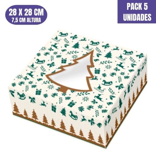 Cajas Para Tartas Arbol De Navidad - 28 X 7,5 Cm (5 Unidades)