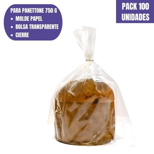 Set Molde De Papel Para Panettone + Envoltorio + Cierre - 750 G (100 Unidades)