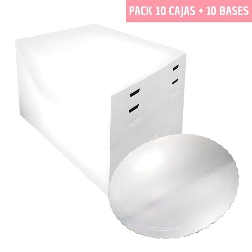 Set 10 Cajas Para Tarta Alturas Ajustables + Bases Redondas Plata - 24 Cm Ø - Imagen 3