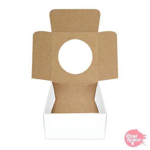 Caja Para Galletas Cuadrada Reversible - Blanca Y Kraft - Imagen 3