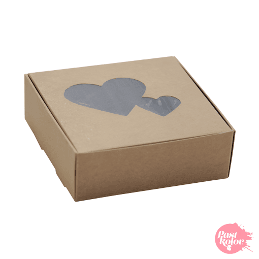 Caja Para Galletas Kraft Con Ventana Corazones - Imagen 2