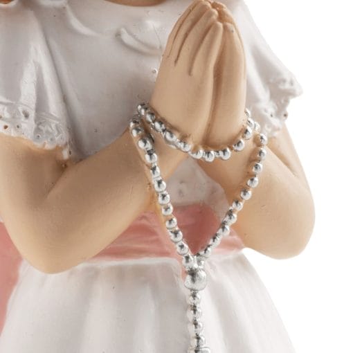 Figura Para Tarta Comunion - NiÑa Con Rosario Y Lazo Rosa - Imagen 3