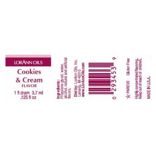 Aroma Concentrado Lorann - Galletas / Cookies & Cream (3,7 Ml) - Imagen 2