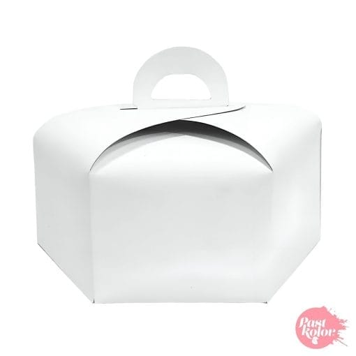 Caja Para Tarta Hexagonal Blanca Con Asa - 40 Cm Ø ( 3 Unidades )