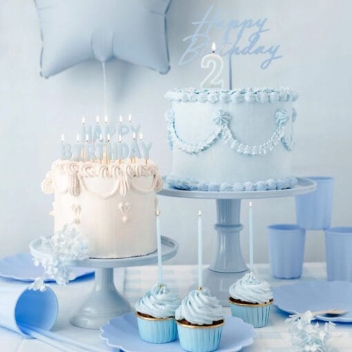 Velas CumpleaÑos Partydeco - Azul / Dorado (14 Cm)