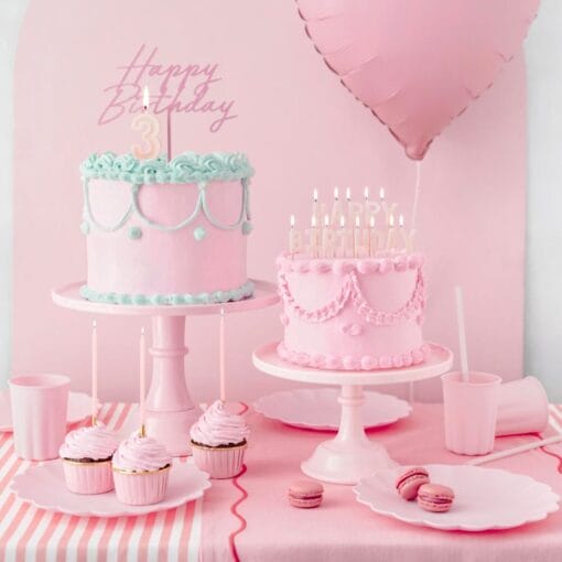 Velas CumpleaÑos Partydeco - Rosa / Dorado (14 Cm)