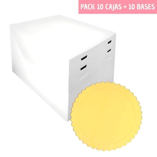 Set 10 Cajas Para Tarta Alturas Ajustables + Bases Redondas Dorada (1 Mm) - 18 Cm Ø - Imagen 3